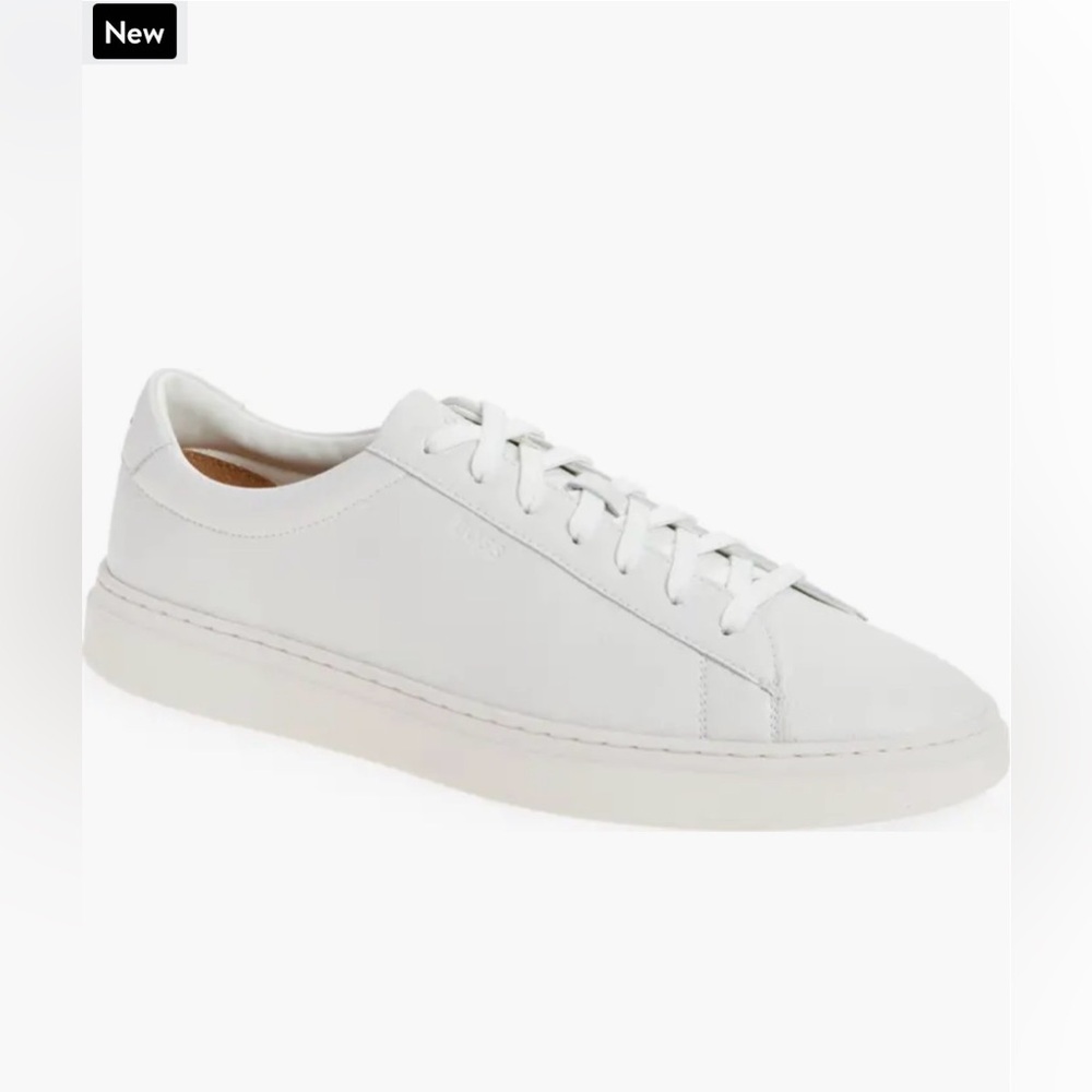BOSS Kieran Low Top Sneaker (Men) color natural size 45 US 12 white leather